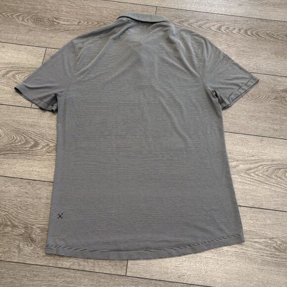 Lululemon Evolution Polo Shirt Mens XL Black Grey Striped Athletic Golf Casual - Picture 5 of 6